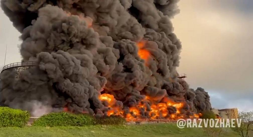 Drones Cause Massive Fire At Crimea Oil Depot, Russian Official Claims