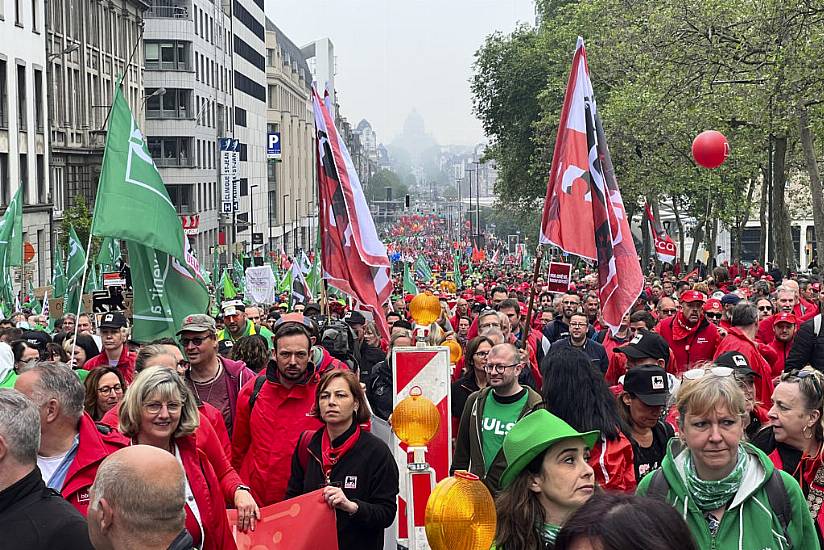 Thousands Of Belgian Union Members Stage Protest Over Working Conditions