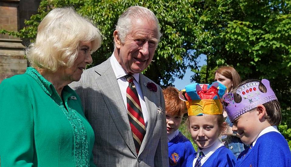 Britain's King And Queen Meet Eight-Year-Olds Called Charles And Camilla In Armagh