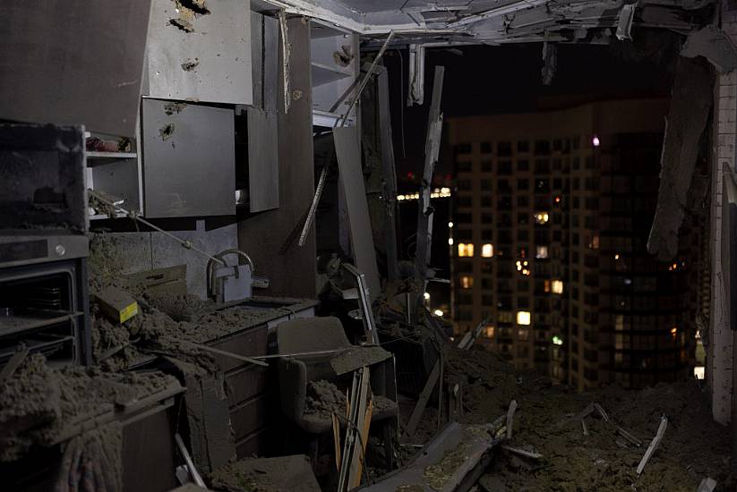 Buildings Damaged In Kyiv By Russian Drone Strike Overnight