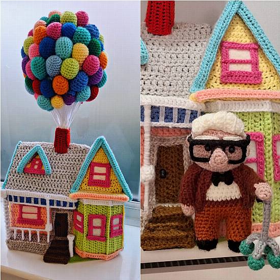 Disney Fan Creates Miniature Crocheted Version Of Infamous Balloon House In Up