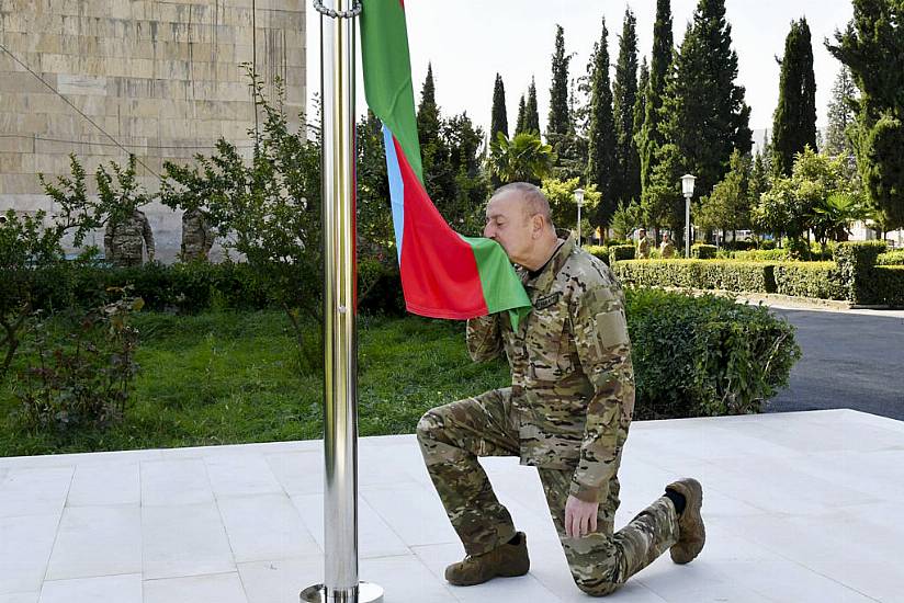 Azerbaijan’s President Raises Nation’s Flag In Former Breakaway Region’s Capital