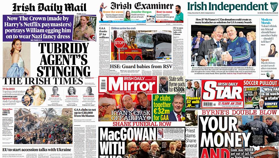 What The Papers Say: Friday's Front Pages