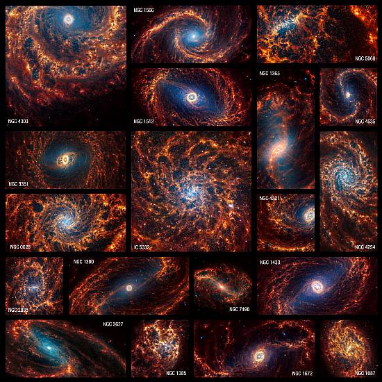 James Webb Space Telescope Images Show 19 Nearby Spiral Galaxies In Detail