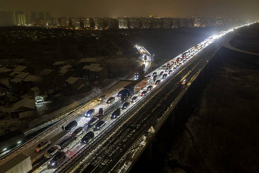 Thousands Of Motorists Stranded On Roads In China Amid Heavy Snow