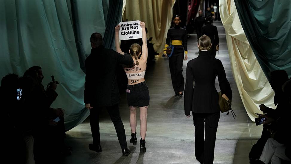 Peta Protester Storms Fendi Catwalk At Milan Fashion Week