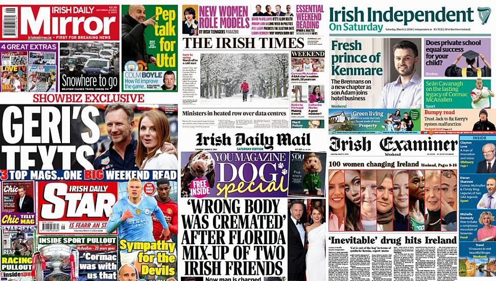 What The Papers Say: Saturday's Front Pages