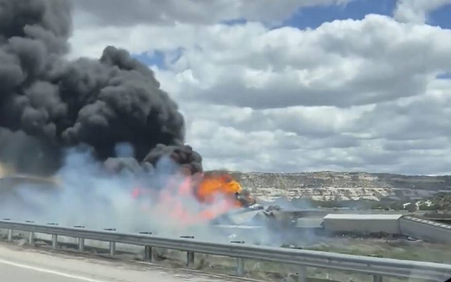 Train Derailment And Fire Forces Road Closure Near Arizona-New Mexico State Line