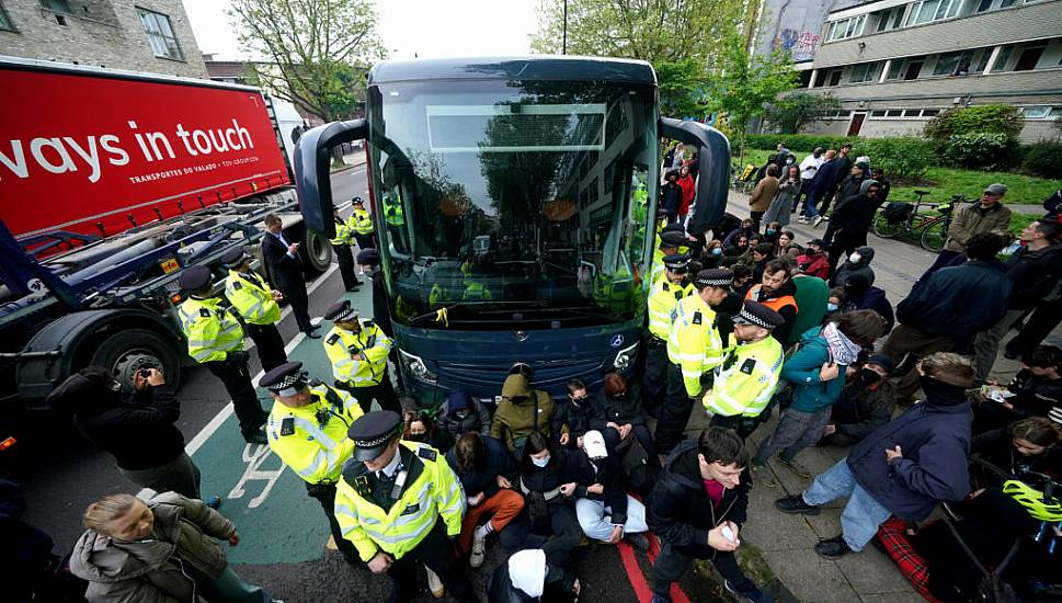 Arrests Made In London As Protesters Block Coach Taking Asylum Seekers Away