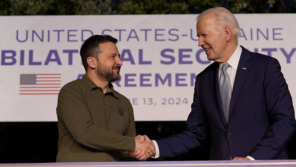 Us President Joe Biden And Ukraine’s Volodymyr Zelenskiy Sign Security Deal