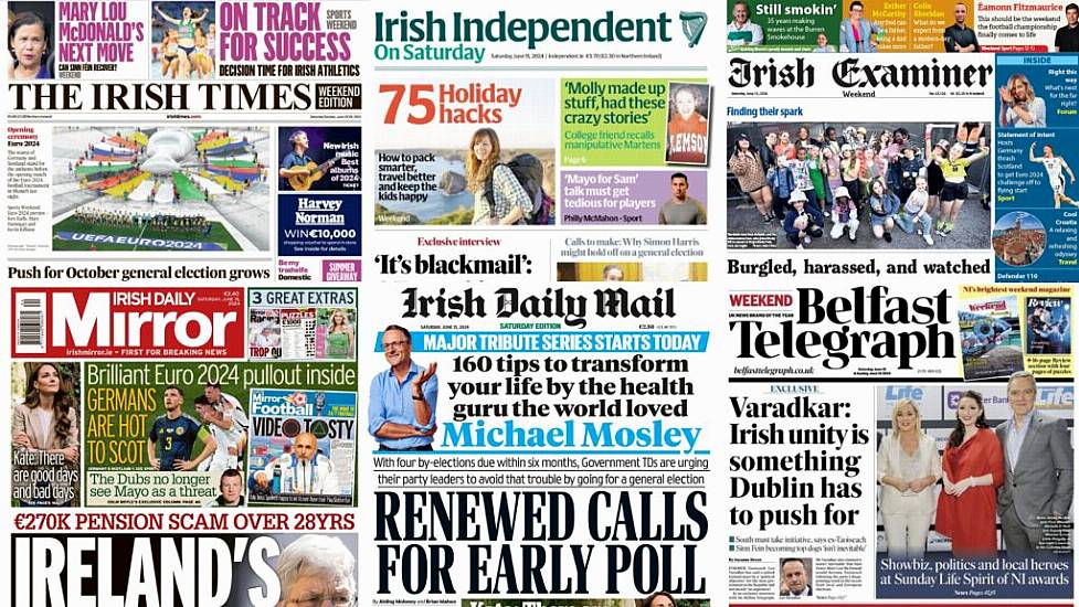 What The Papers Say: Saturday's Front Pages