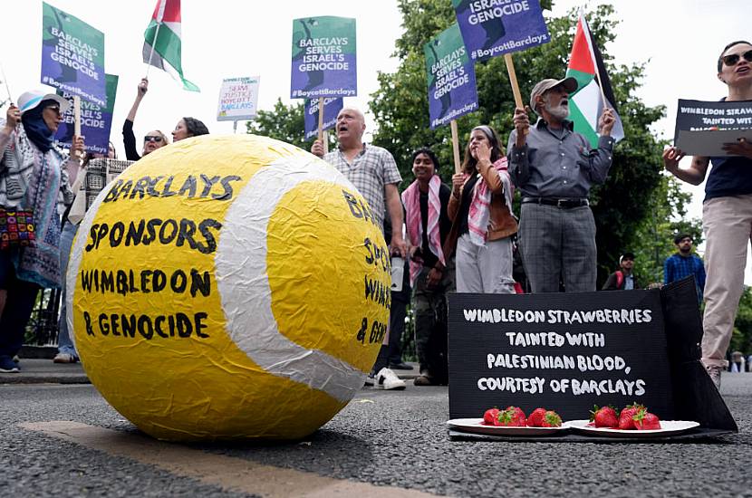 Pro-Palestinian Protesters Demonstrate Against Wimbledon Sponsor