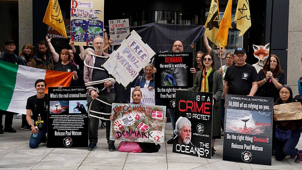 Protest At Danish Embassy In Dublin Calling For Anti-Whaling Activist’s Release