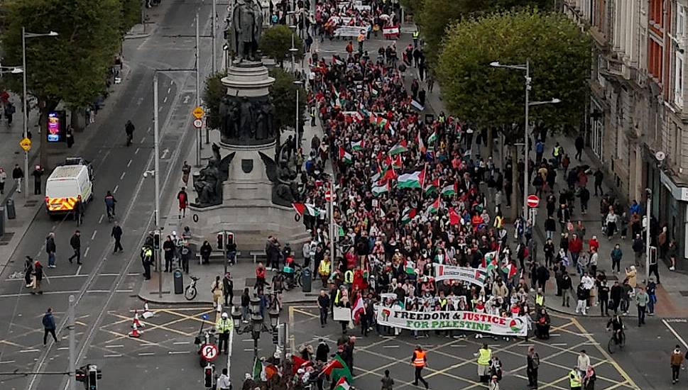 Protesters In Dublin Mark One Year Of Israel-Hamas Conflict