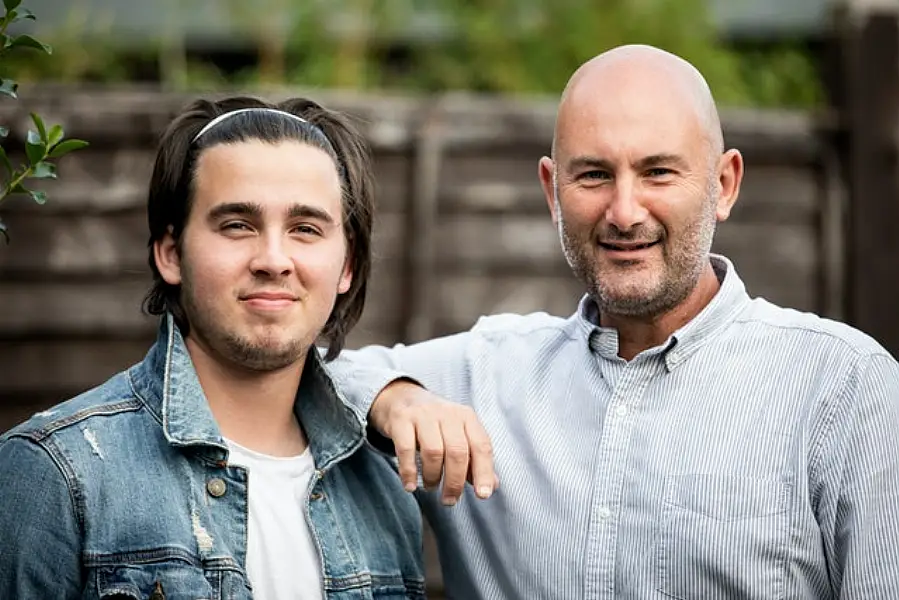 Richard Stevens with his 16-year-old son Oscar (Aaron Chown/PA)