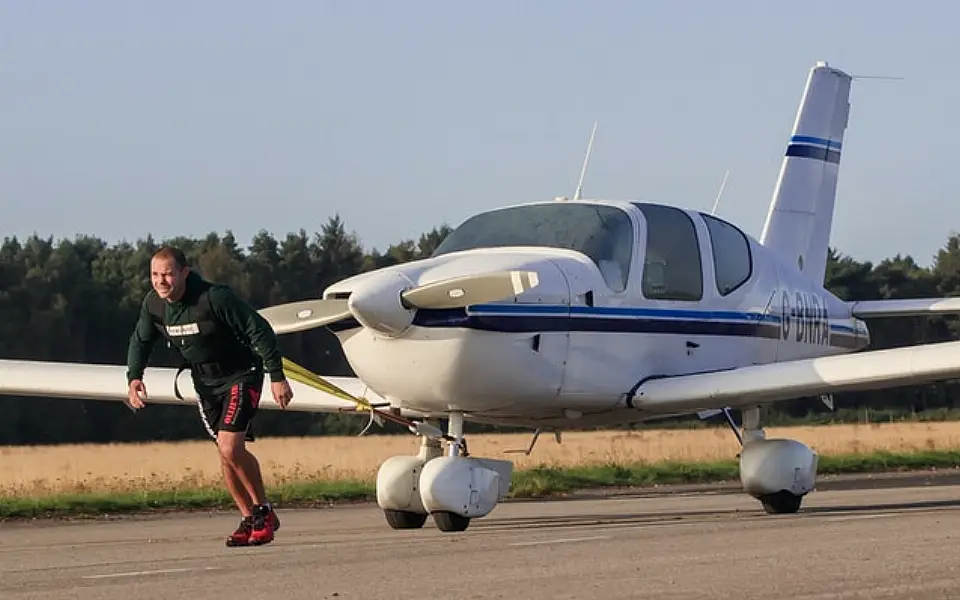 Carl Thomas making his attempt at Elvington Airfield near York (Danny Lawson/PA)