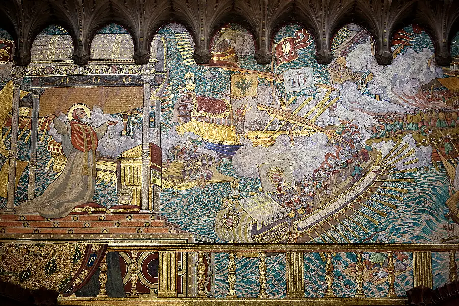 A 19th century mosaic depicting the Battle of Lepanto (iStock/PA)