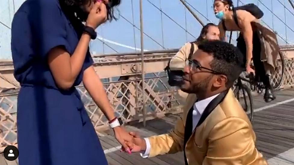 Proposal On Brooklyn Bridge Interrupted After Cyclist Crashes Into Photographer