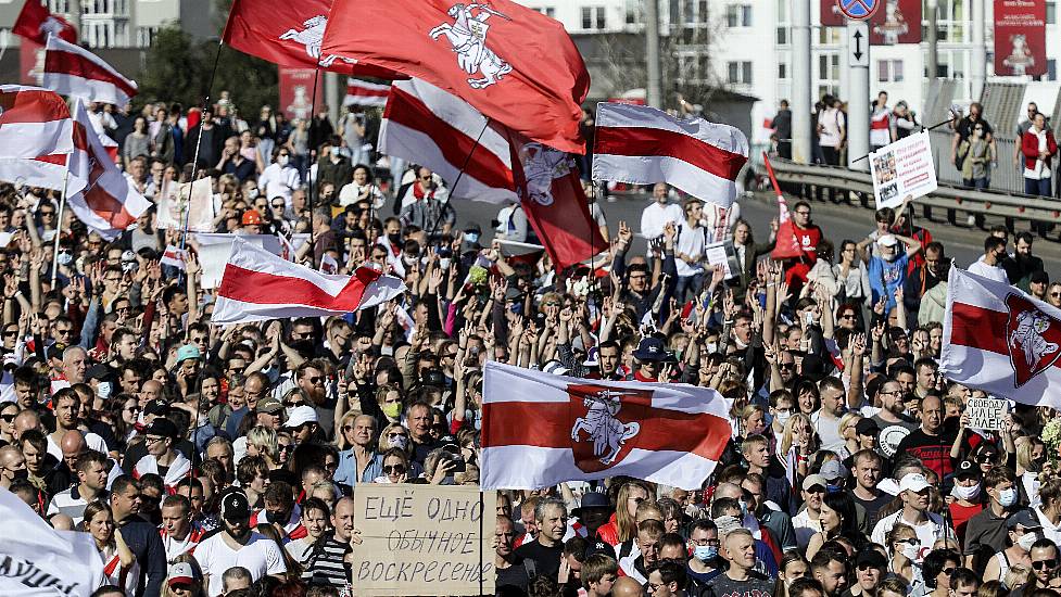 Protesters March Through Minsk As Belarus Demonstrations Enter Sixth Week