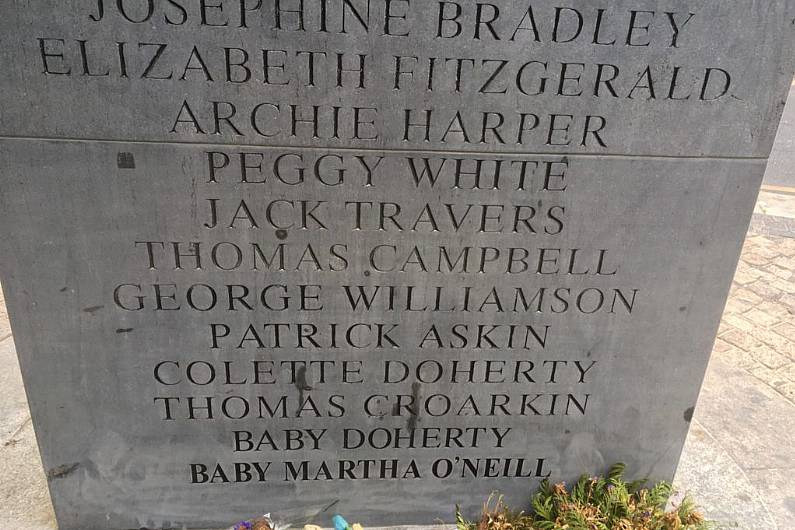 Baby Martha O'Neill's named added Dublin-Monaghan Bombings memorial on Talbot Street