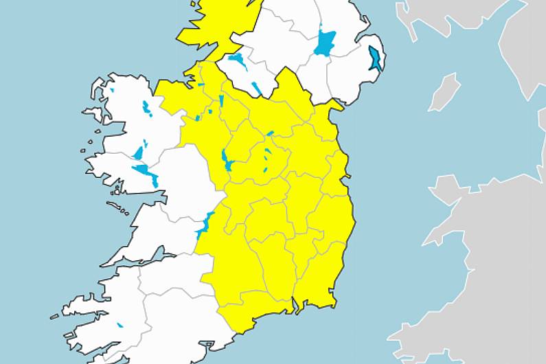 Yellow weather warning is in place for all counties in the Shannonside Northern Sound Region