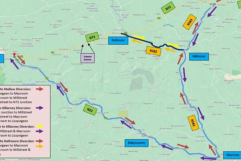 Section of N72 will be closed for next two weeks