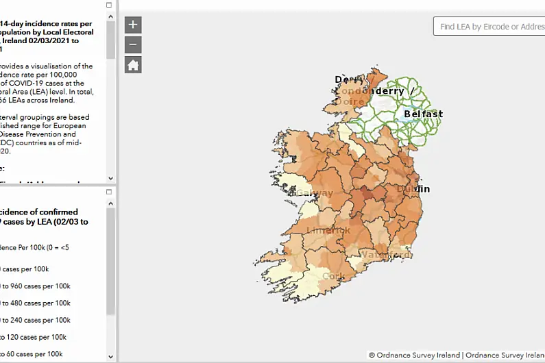 Roscommon, Cavan and Monaghan see Covid-19 transmission levels rise