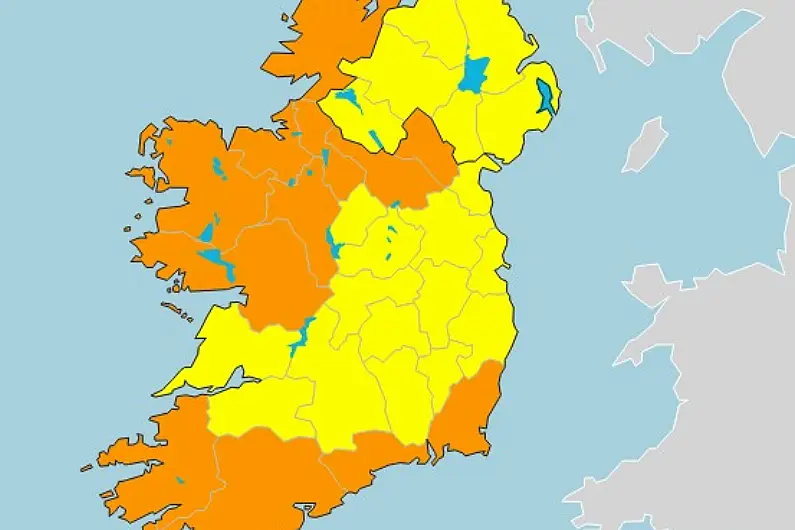 Orange and yellow rainfall alerts issued for region